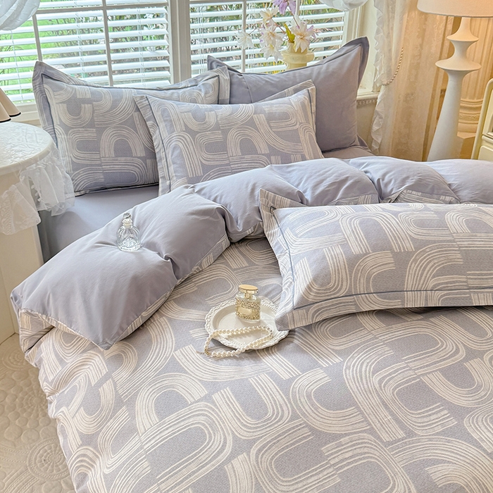 91家纺网 家纺一手货源 找家纺 巧玲珑 2025新款100%数码印花生态AB版四件套 薇语