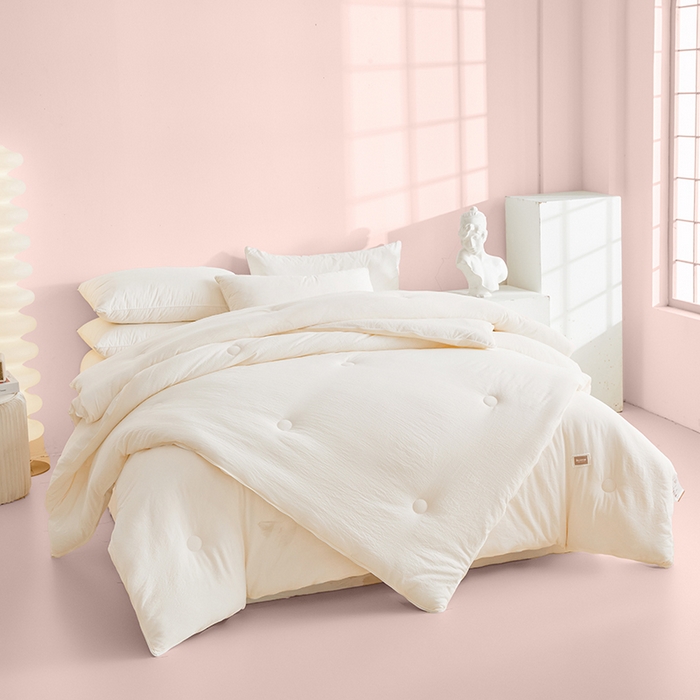 91家纺网 家纺一手货源 找家纺 寐居家纺 2025新款亲肤羽丝棉子母被被子被芯 子母被-云朵白