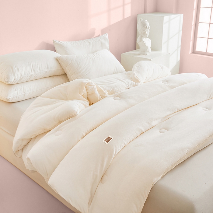 91家纺网 家纺一手货源 找家纺 寐居家纺 2025新款亲肤羽丝棉子母被被子被芯 子母被-云朵白