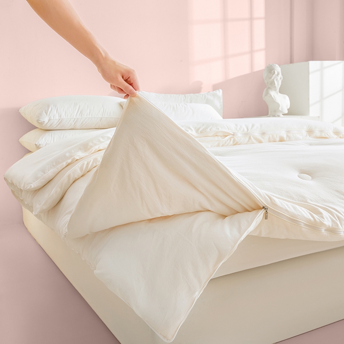 91家纺网 家纺一手货源 找家纺 寐居家纺 2025新款亲肤羽丝棉子母被被子被芯 子母被-云朵白