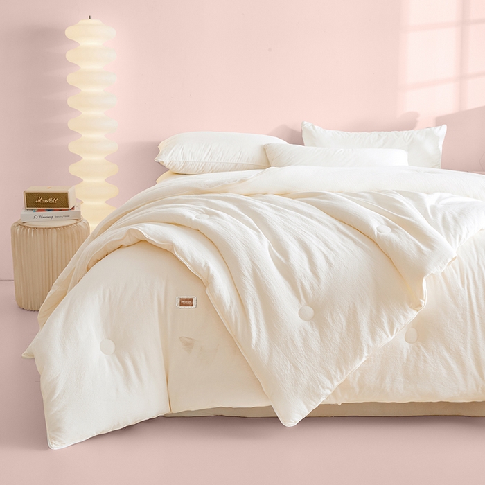 91家纺网 家纺一手货源 找家纺 寐居家纺 2025新款亲肤羽丝棉子母被被子被芯 子母被-云朵白