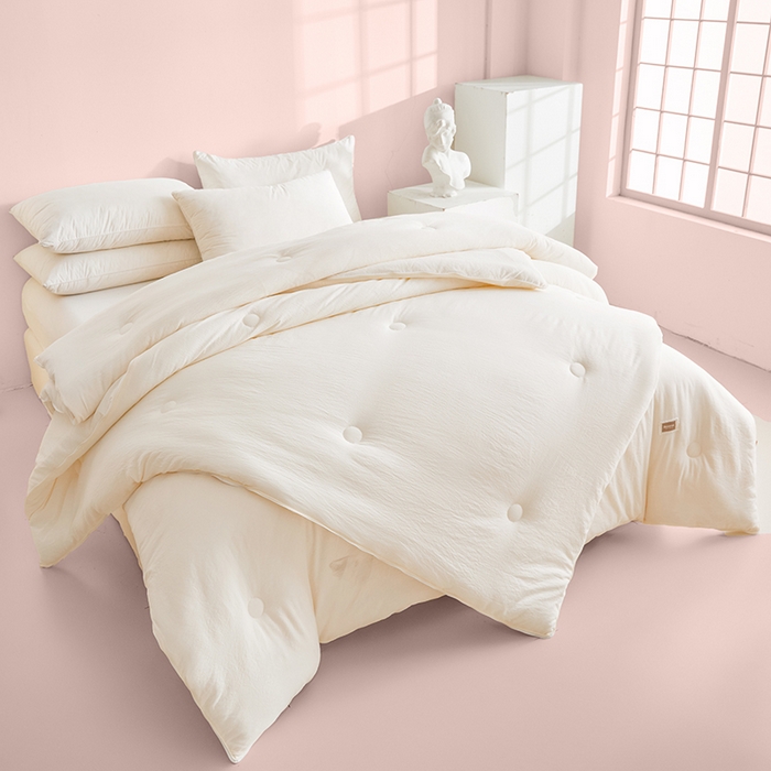 91家纺网 家纺一手货源 找家纺 寐居家纺 2025新款亲肤羽丝棉子母被被子被芯 子母被-云朵白