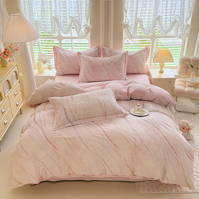 91家纺网 家纺一手货源 找家纺 巧玲珑 2025新款100%数码印花生态AB版四件套 唯一