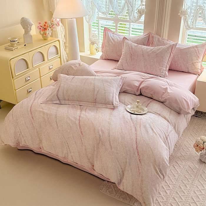 91家纺网 家纺一手货源 找家纺 巧玲珑 2025新款100%数码印花生态AB版四件套 唯一