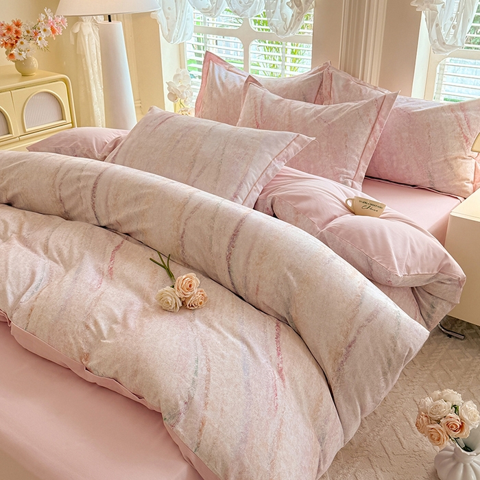 91家纺网 家纺一手货源 找家纺 巧玲珑 2025新款100%数码印花生态AB版四件套 唯一