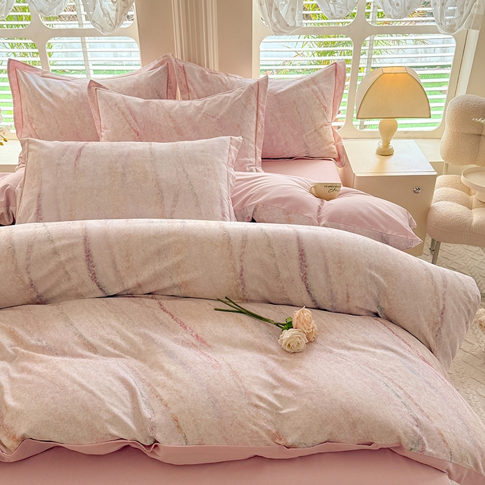 91家纺网 家纺一手货源 找家纺 巧玲珑 2025新款100%数码印花生态AB版四件套 唯一