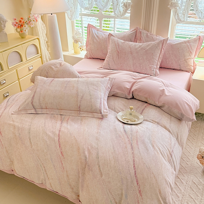 91家纺网 家纺一手货源 找家纺 巧玲珑 2025新款100%数码印花生态AB版四件套 唯一