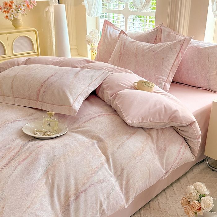 91家纺网 家纺一手货源 找家纺 巧玲珑 2025新款100%数码印花生态AB版四件套 唯一