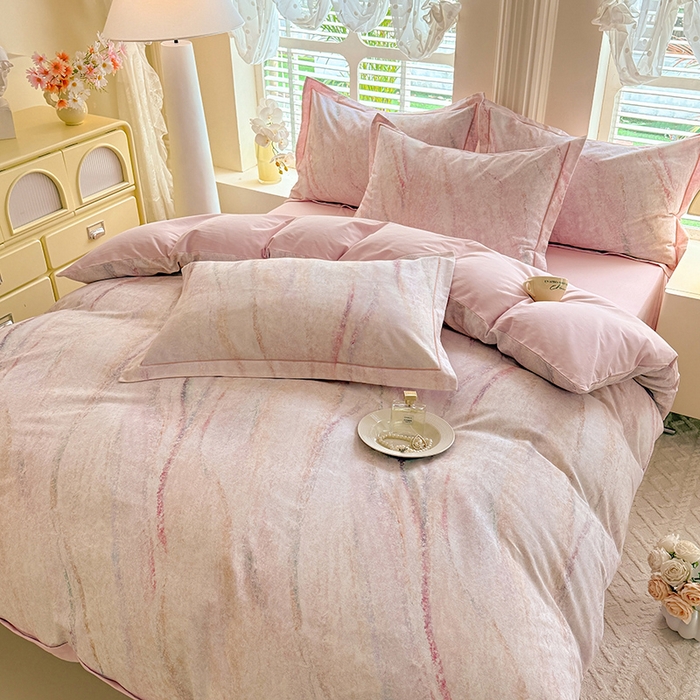 91家纺网 家纺一手货源 找家纺 巧玲珑 2025新款100%数码印花生态AB版四件套 唯一