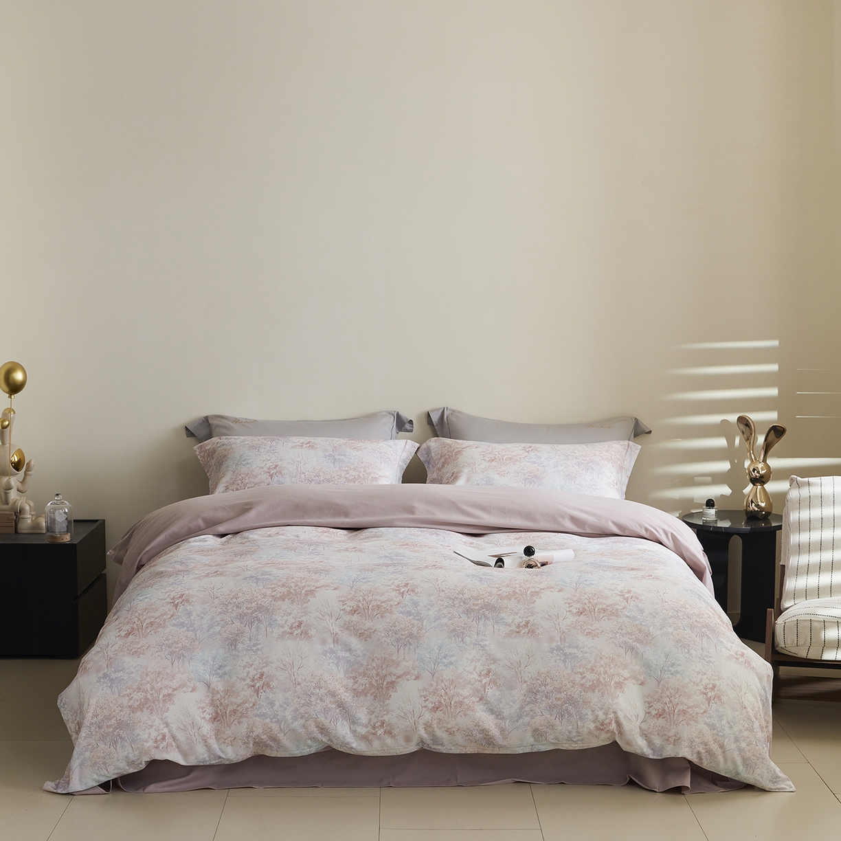 91家纺网 家纺一手货源 找家纺 XIWEN-希文家纺 2025秋冬新款全棉纯棉生态磨毛印花四件套 云栖处