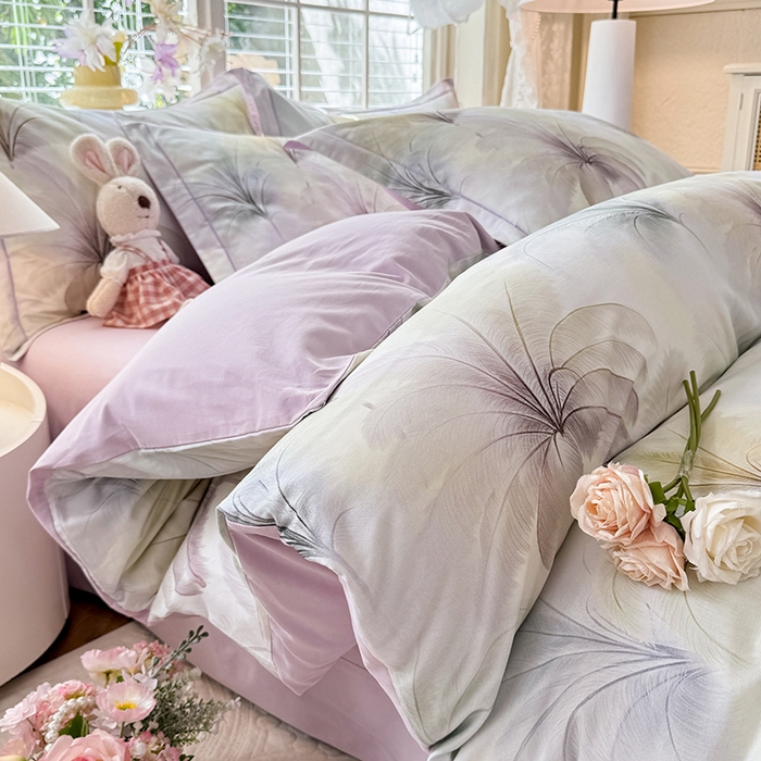 巧玲珑 2025新款100%数码印花生态AB版四件套 茵茵花季