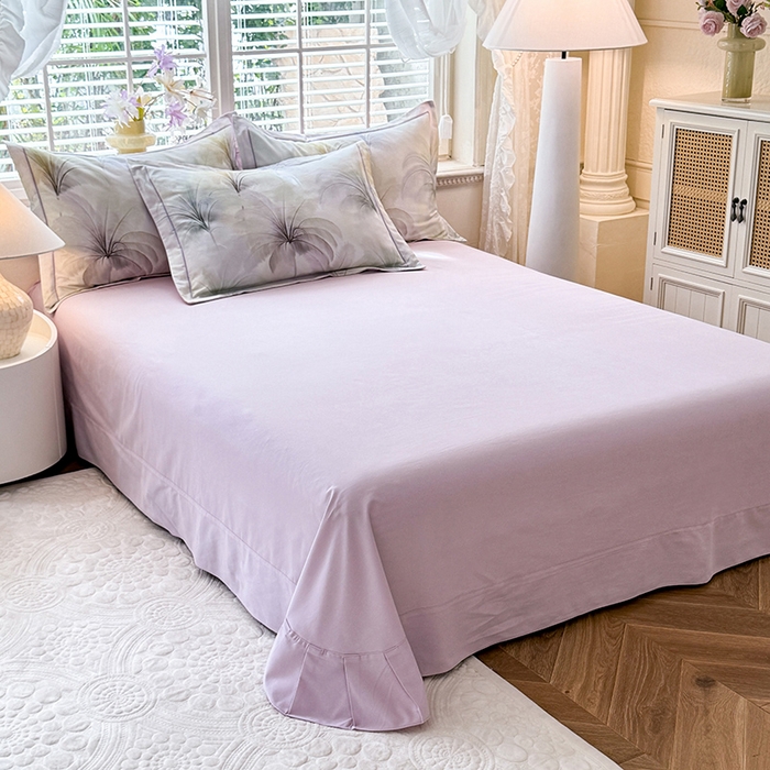 91家纺网 家纺一手货源 找家纺 巧玲珑 2025新款100%数码印花生态AB版四件套 茵茵花季