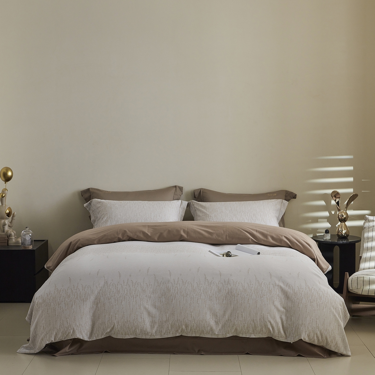 91家纺网 家纺一手货源 找家纺 XIWEN-希文家纺 2025秋冬新款全棉纯棉生态磨毛印花四件套 长相依咖