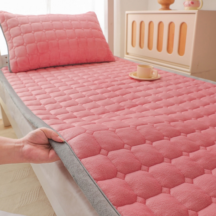 91家纺网 家纺一手货源 找家纺 （总）宅部落 2025新款学生宿舍牛奶绒床垫保暖床褥子夹棉加厚印花床护垫