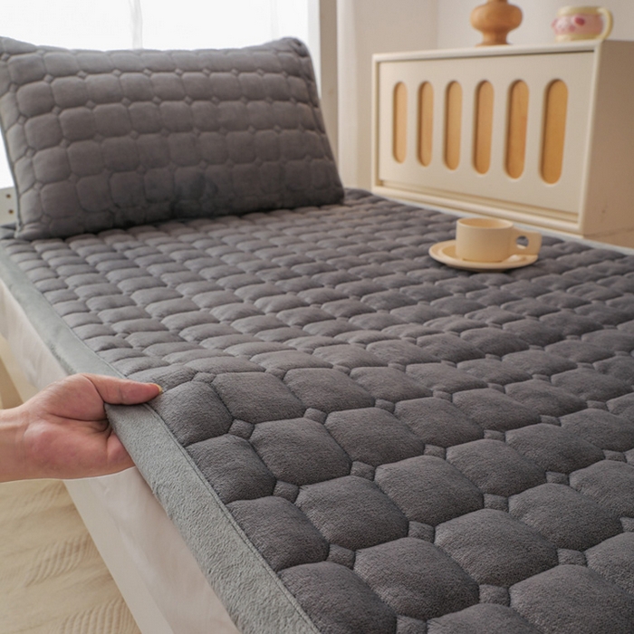 91家纺网 家纺一手货源 找家纺 （总）宅部落 2025新款学生宿舍牛奶绒床垫保暖床褥子夹棉加厚印花床护垫