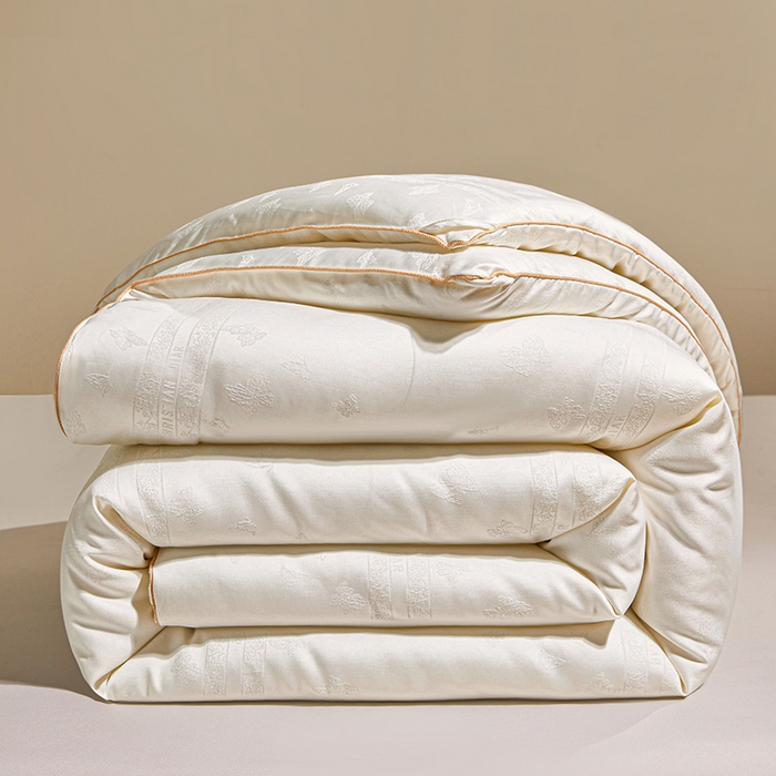 91家纺网 家纺一手货源 找家纺 寐居家纺 2025新款莫代尔提花被子被芯 蝶梦-白