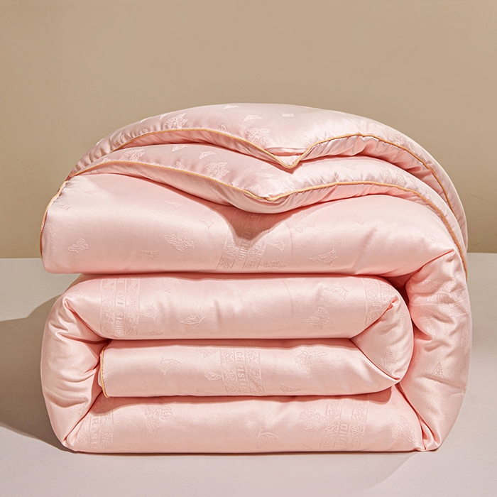 寐居家纺 2025新款莫代尔提花被子被芯 蝶梦-粉