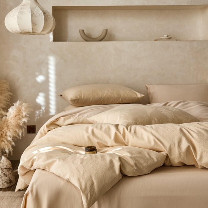 91家纺网 家纺一手货源 找家纺 （总）禾时 2025新款60s轻奢提花磨毛四件套—云杉