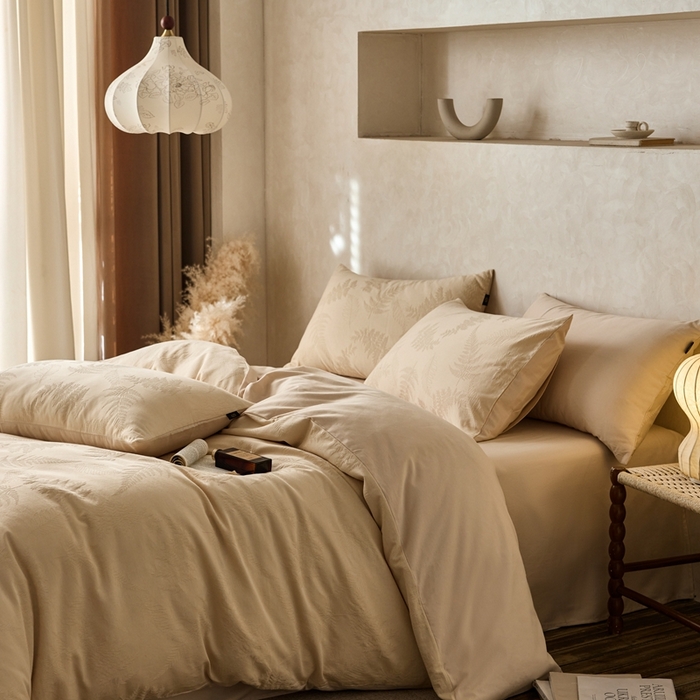 91家纺网 家纺一手货源 找家纺 （总）禾时 2025新款60s轻奢提花磨毛四件套—云杉