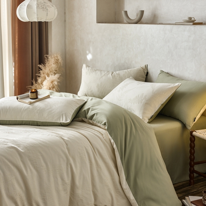 91家纺网 家纺一手货源 找家纺 （总）禾时 2025新款60s轻奢提花磨毛四件套—云杉