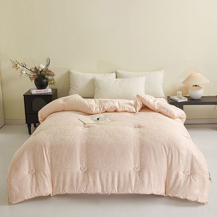 91家纺网 家纺一手货源 找家纺 寐居家纺 2025新款莫代尔提花被子被芯 叶芝-金