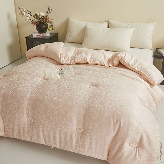 91家纺网 家纺一手货源 找家纺 寐居家纺 2025新款莫代尔提花被子被芯 叶芝-金