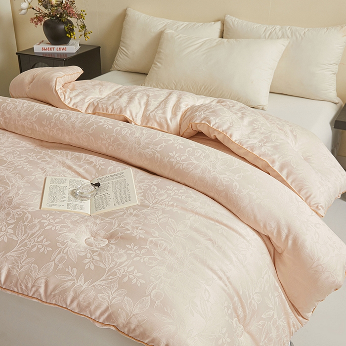 91家纺网 家纺一手货源 找家纺 寐居家纺 2025新款莫代尔提花被子被芯 叶芝-金