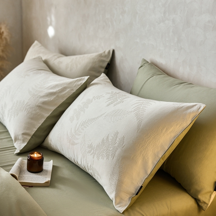 91家纺网 家纺一手货源 找家纺 禾时 2025新款60s轻奢提花磨毛四件套—云杉 云杉-米白