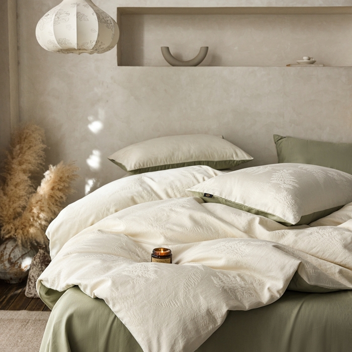 91家纺网 家纺一手货源 找家纺 禾时 2025新款60s轻奢提花磨毛四件套—云杉 云杉-米白