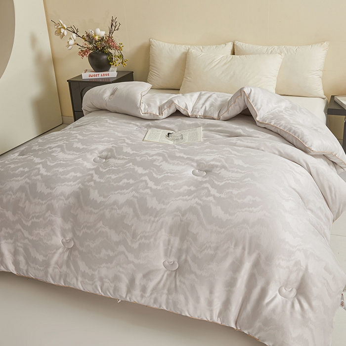 91家纺网 家纺一手货源 找家纺 寐居家纺 2025新款莫代尔提花被子被芯 云馥-灰