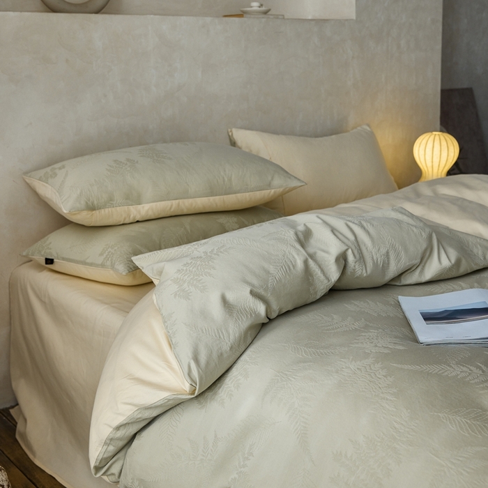 91家纺网 家纺一手货源 找家纺 禾时 2025新款60s轻奢提花磨毛四件套—云杉 云杉-竹青