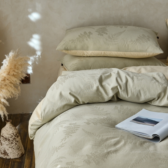 91家纺网 家纺一手货源 找家纺 禾时 2025新款60s轻奢提花磨毛四件套—云杉 云杉-竹青