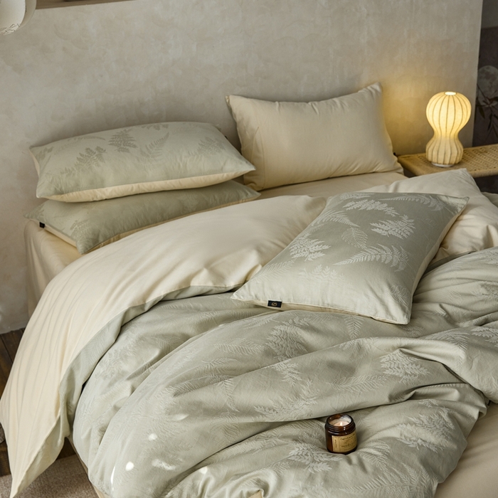 91家纺网 家纺一手货源 找家纺 禾时 2025新款60s轻奢提花磨毛四件套—云杉 云杉-竹青