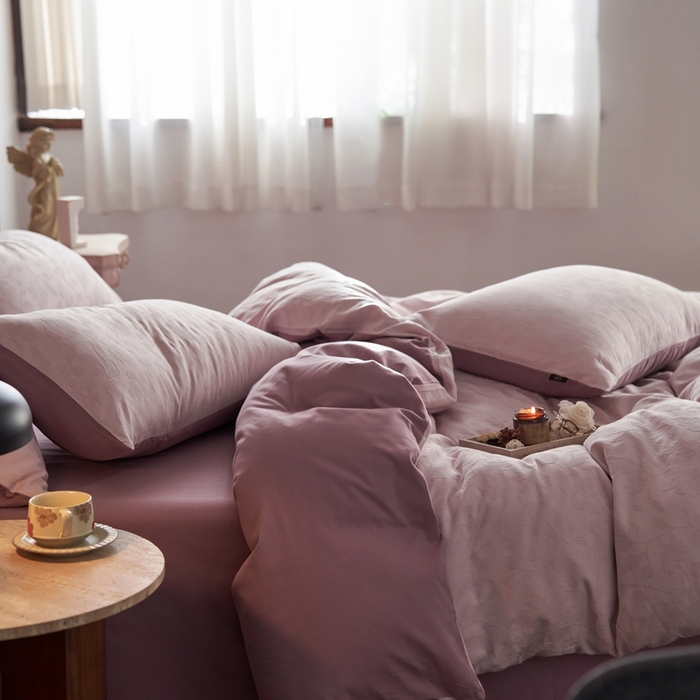 91家纺网 家纺一手货源 找家纺 禾时 2025新款60s轻奢提花磨毛四件套—南风 南风-珍珠粉