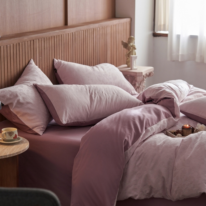 91家纺网 家纺一手货源 找家纺 禾时 2025新款60s轻奢提花磨毛四件套—南风 南风-珍珠粉