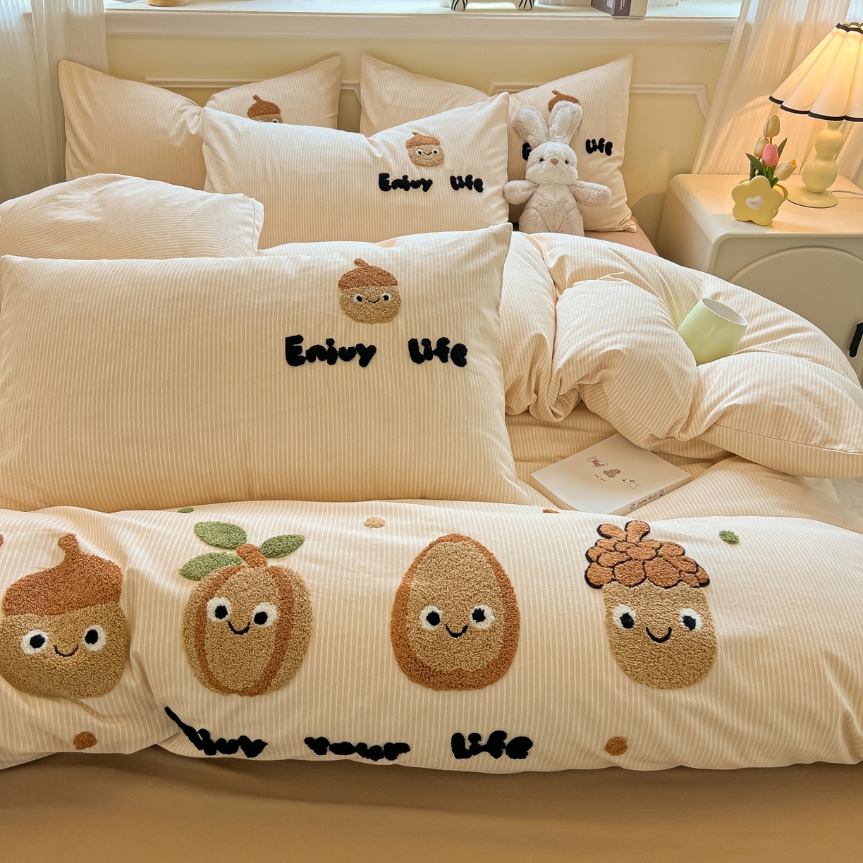 （总）多乐家纺 2025新款全棉纯棉磨毛毛巾绣四件套