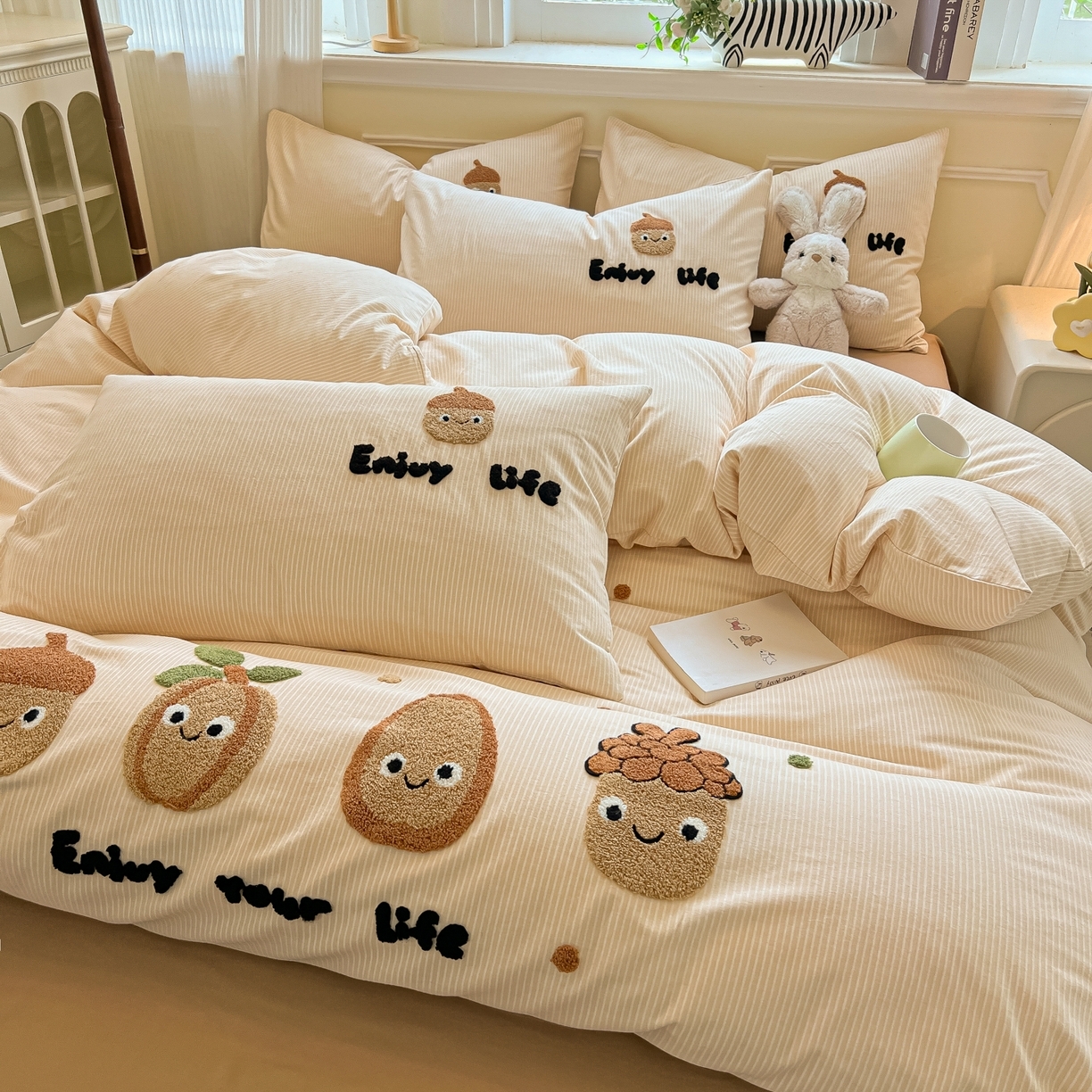 91家纺网 家纺一手货源 找家纺 （总）多乐家纺 2025新款全棉纯棉磨毛毛巾绣四件套