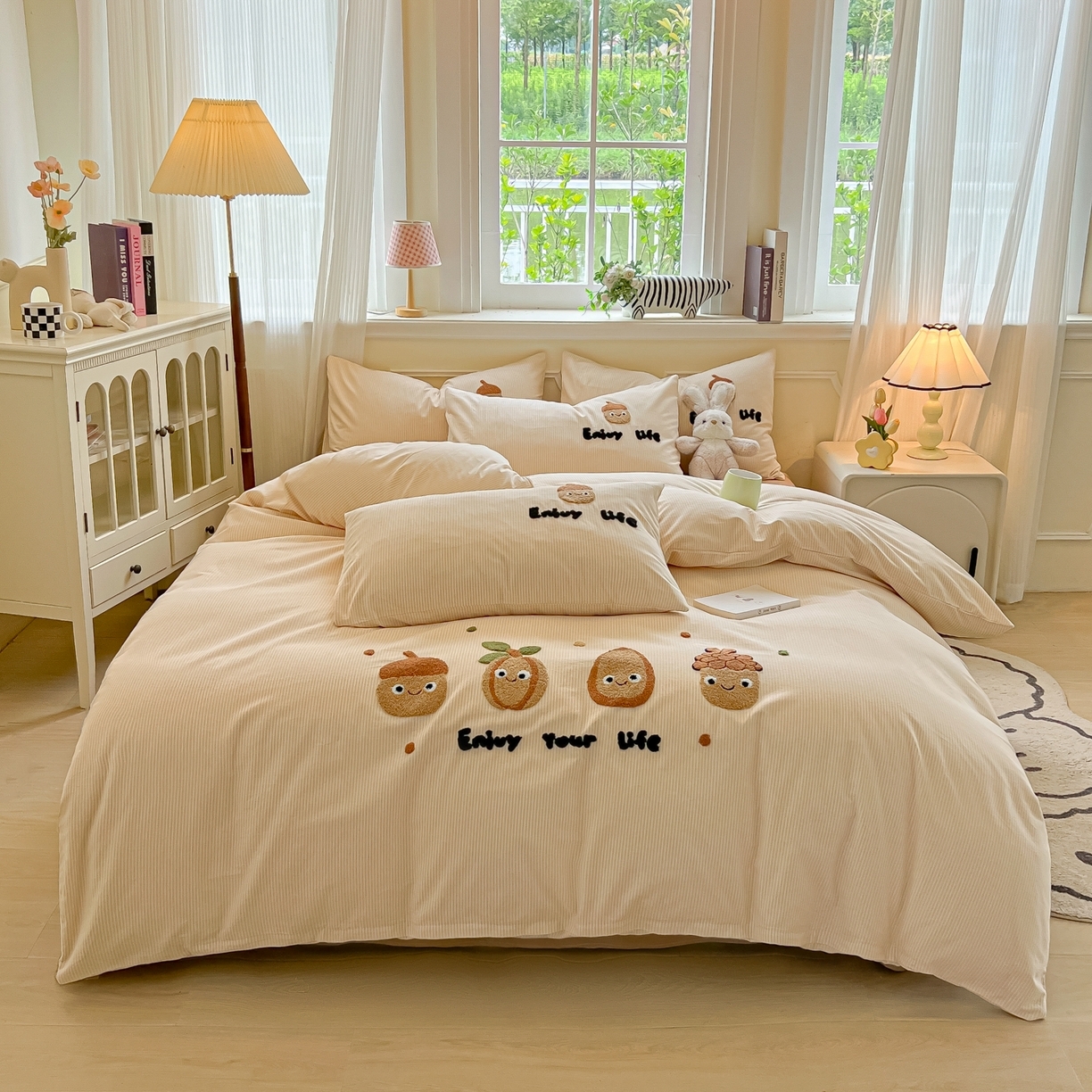 91家纺网 家纺一手货源 找家纺 （总）多乐家纺 2025新款全棉纯棉磨毛毛巾绣四件套