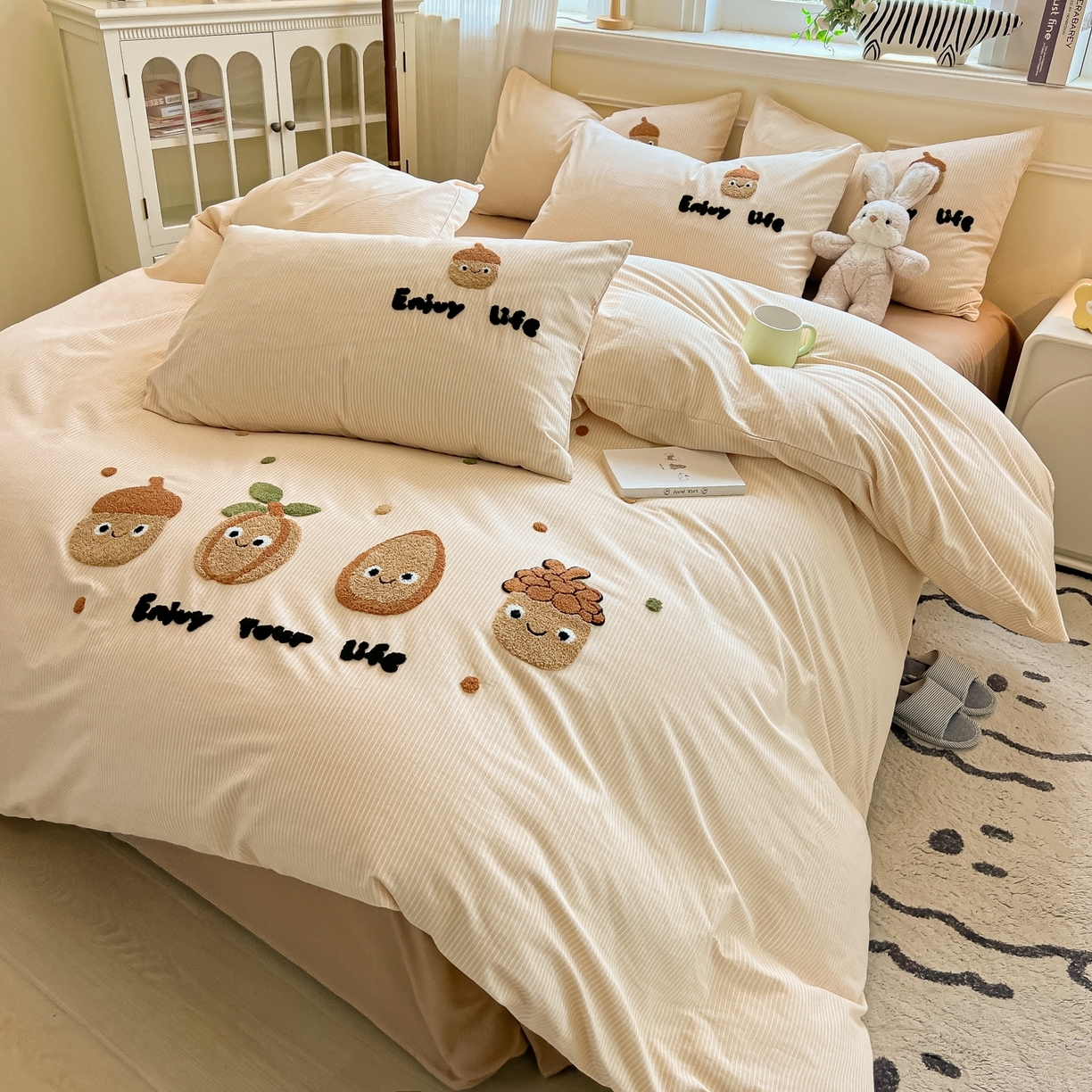 91家纺网 家纺一手货源 找家纺 （总）多乐家纺 2025新款全棉纯棉磨毛毛巾绣四件套