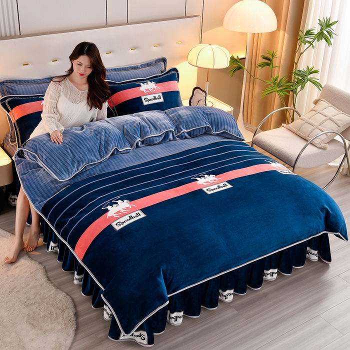 91家纺网 家纺一手货源 找家纺 （总）2025新款230克8.5斤加厚高克重牛奶绒金貂绒法莱绒四件套冬季加绒法兰绒床裙款