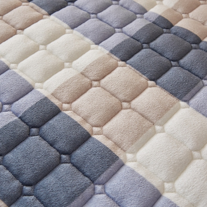 91家纺网 家纺一手货源 找家纺 奇丝雅 2025新款A类牛奶绒床褥床垫家用学生宿舍上下铺寝室软垫床护垫夹棉褥子-学生床套件 大蓝格