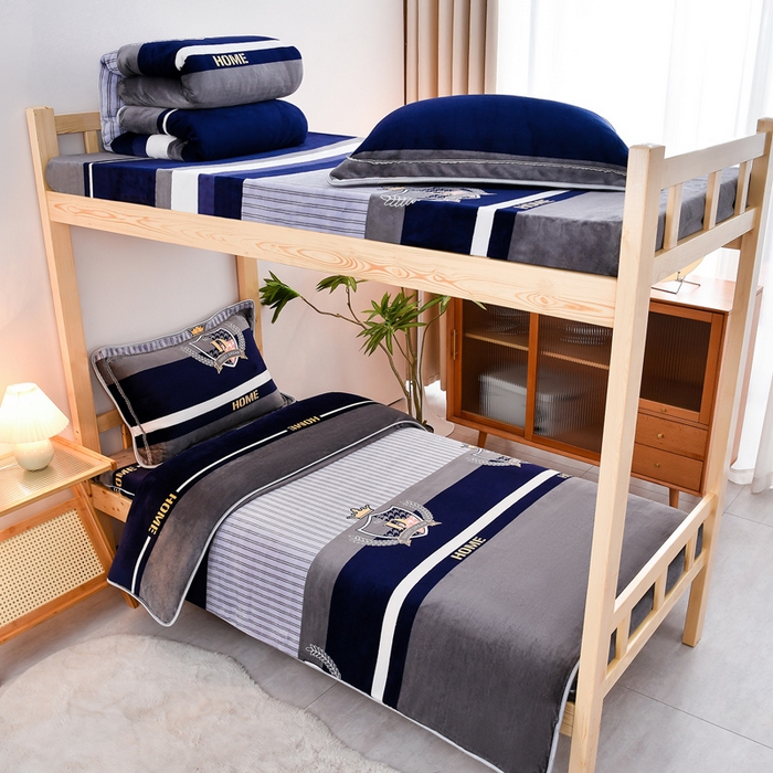 91家纺网 家纺一手货源 找家纺 （总）居尚2025直播爆款高克重印花牛奶绒法莱绒学生三件套 