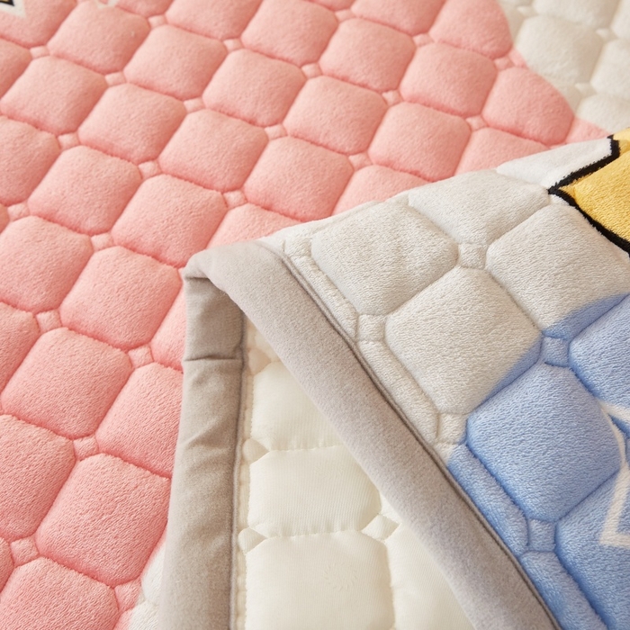 91家纺网 家纺一手货源 找家纺 奇丝雅 2025新款A类牛奶绒床褥床垫家用学生宿舍上下铺寝室软垫床护垫夹棉褥子-学生床套件 水纹星