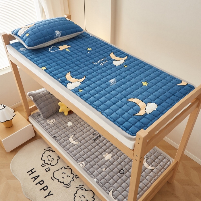 91家纺网 家纺一手货源 找家纺 奇丝雅 2025新款A类牛奶绒床褥床垫家用学生宿舍上下铺寝室软垫床护垫夹棉褥子-学生床套件 晚安