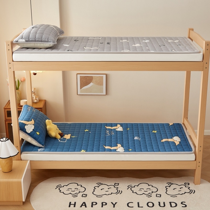 91家纺网 家纺一手货源 找家纺 奇丝雅 2025新款A类牛奶绒床褥床垫家用学生宿舍上下铺寝室软垫床护垫夹棉褥子-学生床套件 晚安