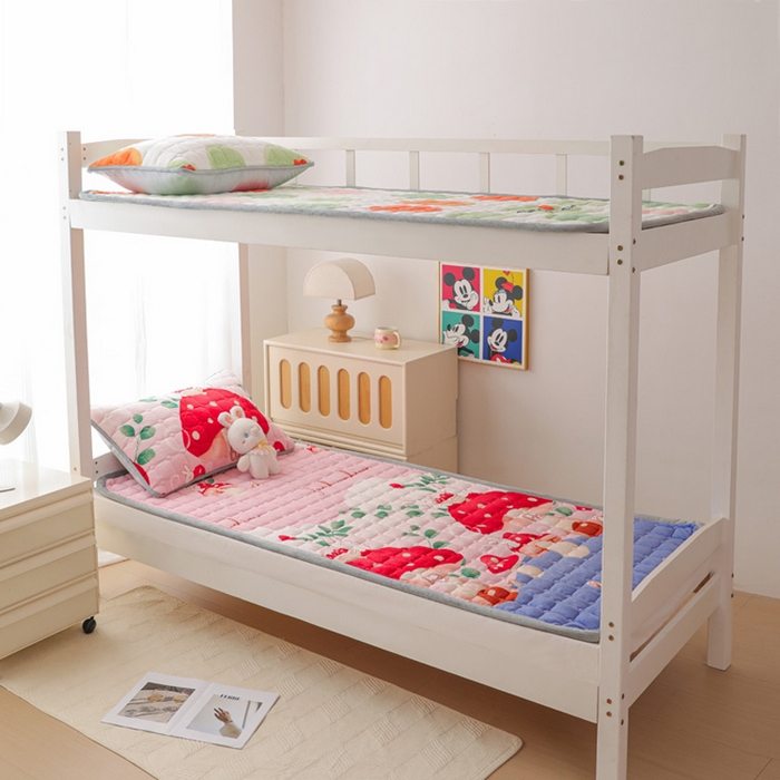 91家纺网 家纺一手货源 找家纺 宅部落 2025新款学生宿舍牛奶绒床垫保暖床褥子夹棉加厚印花床护垫 蘑菇小兔