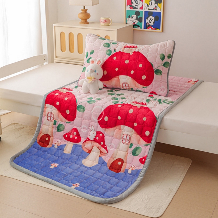 91家纺网 家纺一手货源 找家纺 宅部落 2025新款学生宿舍牛奶绒床垫保暖床褥子夹棉加厚印花床护垫 蘑菇小兔