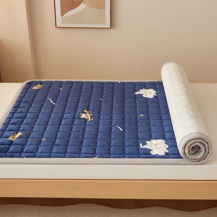 91家纺网 家纺一手货源 找家纺 奇丝雅 2025新款A类牛奶绒床褥床垫家用学生宿舍上下铺寝室软垫床护垫夹棉褥子-学生床套件 月亮熊