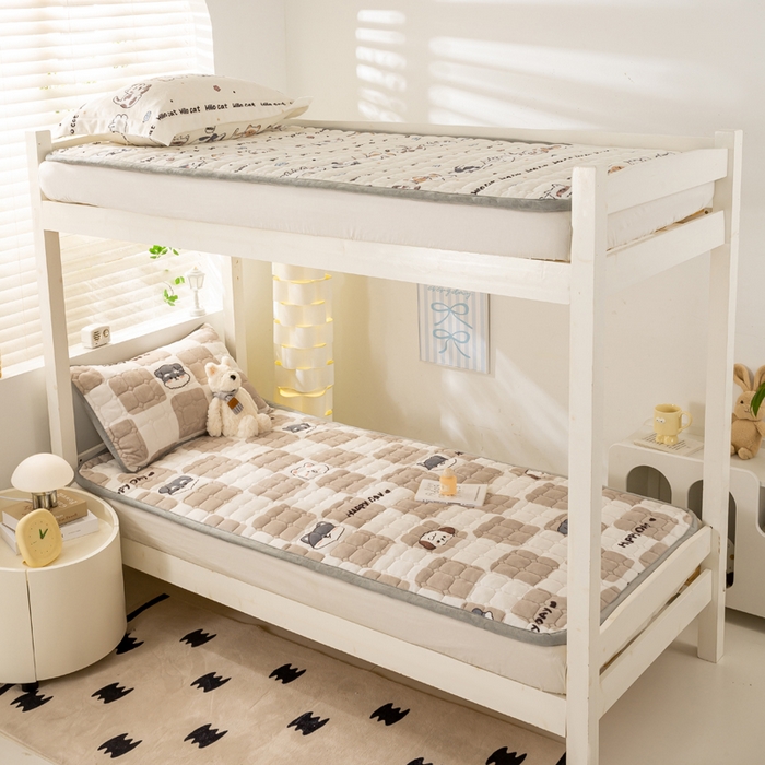 91家纺网 家纺一手货源 找家纺 宅部落 2025新款学生宿舍牛奶绒床垫保暖床褥子夹棉加厚印花床护垫 享受生活