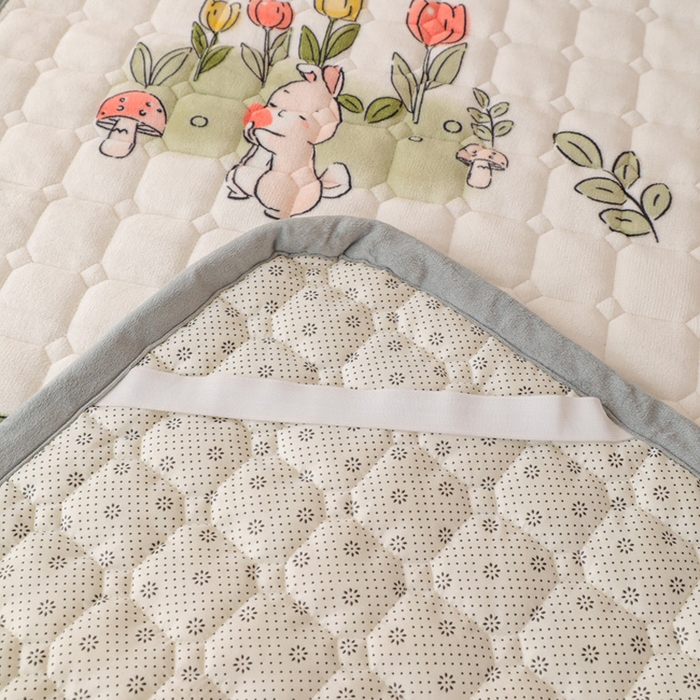 91家纺网 家纺一手货源 找家纺 宅部落 2025新款学生宿舍牛奶绒床垫保暖床褥子夹棉加厚印花床护垫 花丛小兔